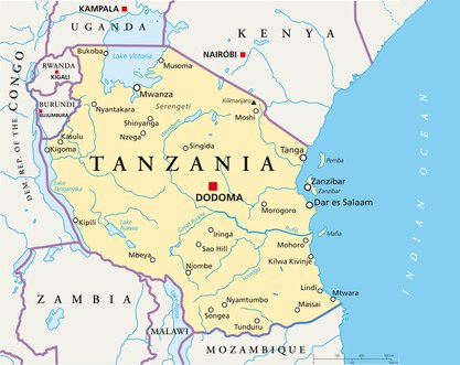 Tanzania - Afrika, Karte